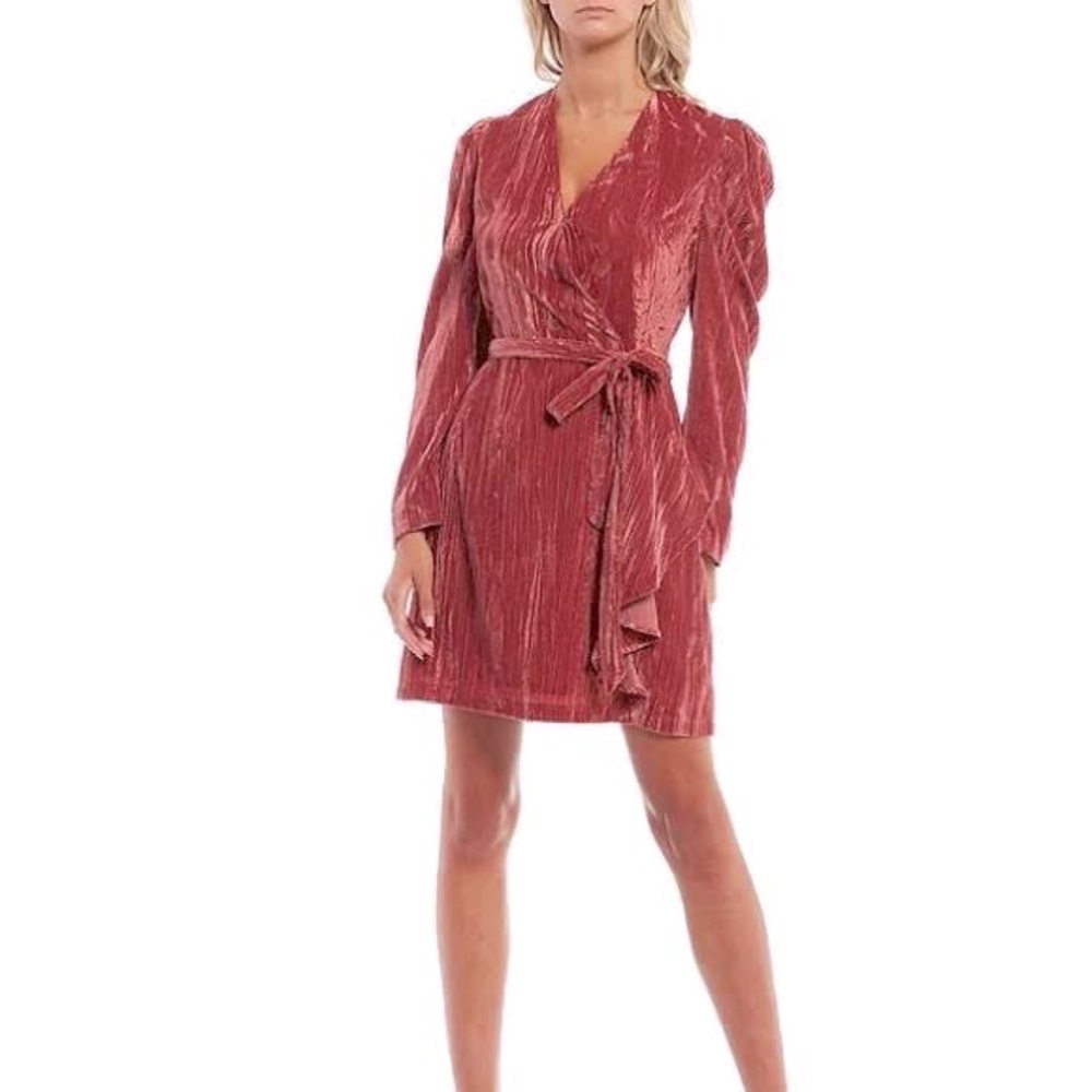 ADELYN RAE PRISCILLA CRUSHED VELVET PUFF SLEEVE DRESS 💖IN STORES💖